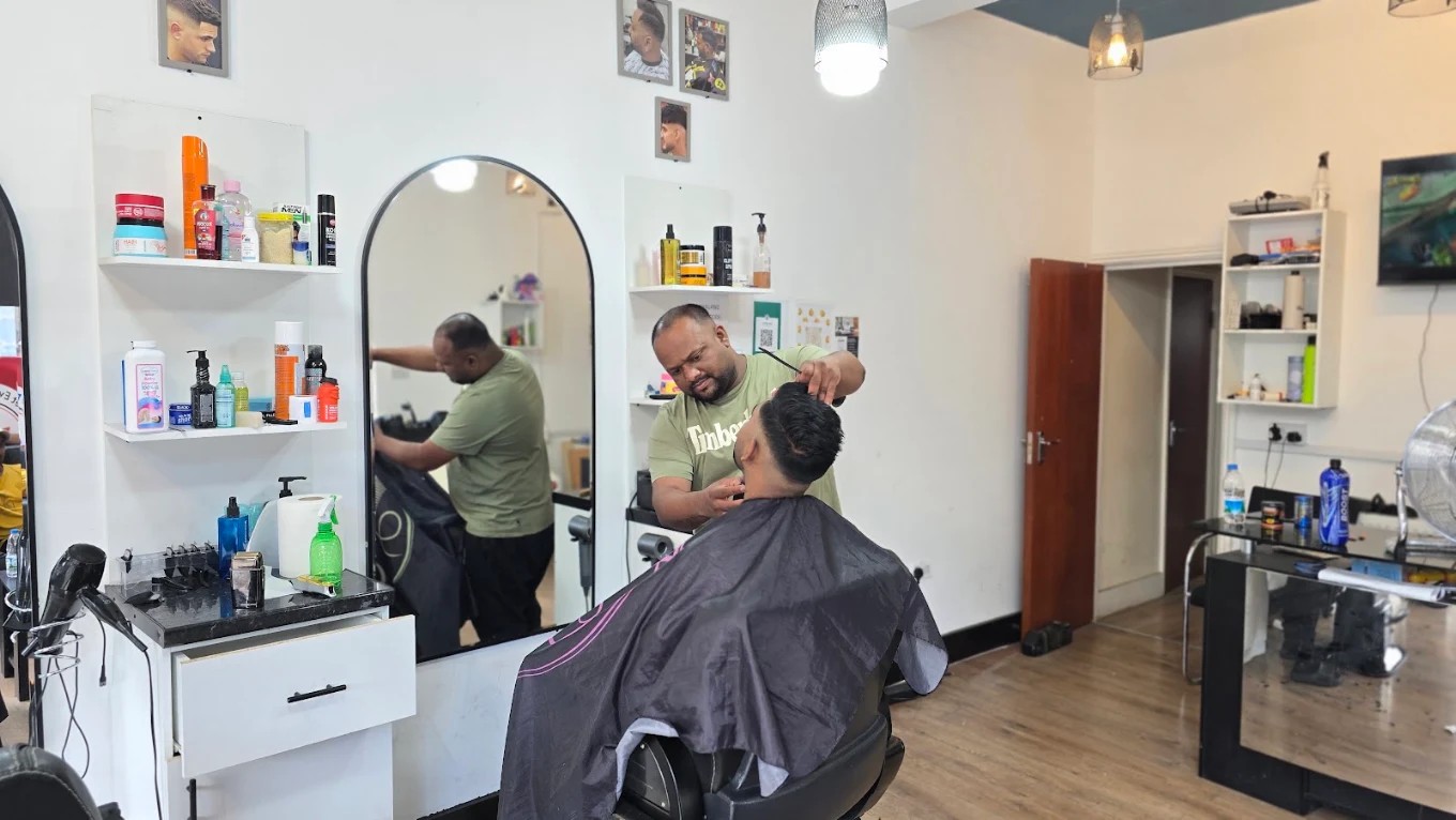 JK The Barber and Hairdressers salon area